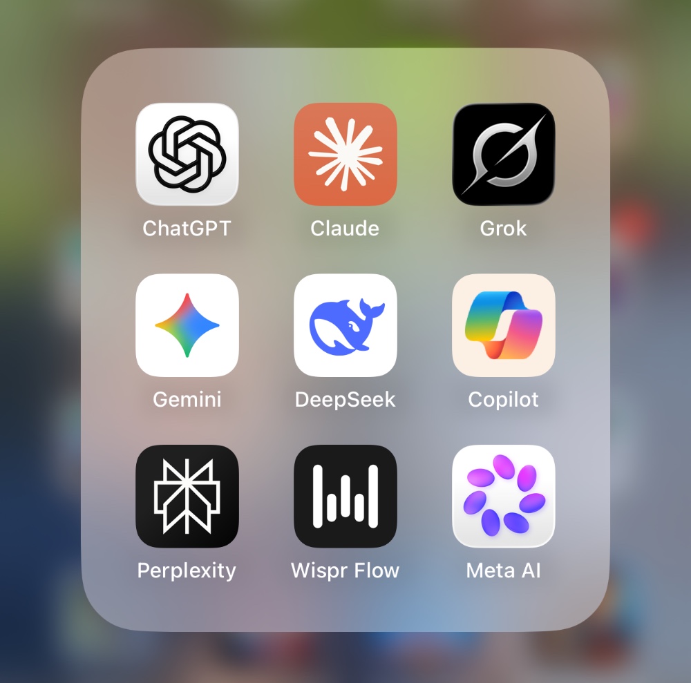 AI apps on a phone home screen